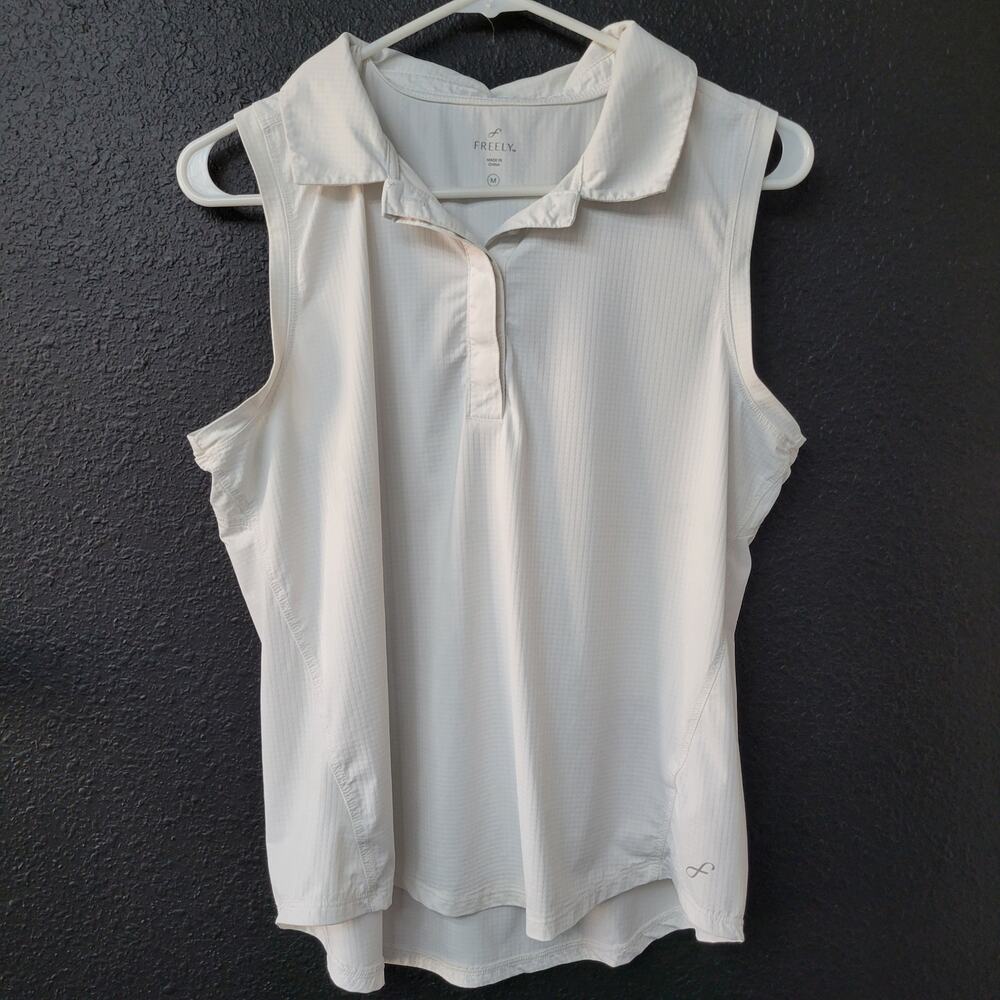 Freely Women’s Sleeveless Golf Tennis Polo Top Active Performance White Size M